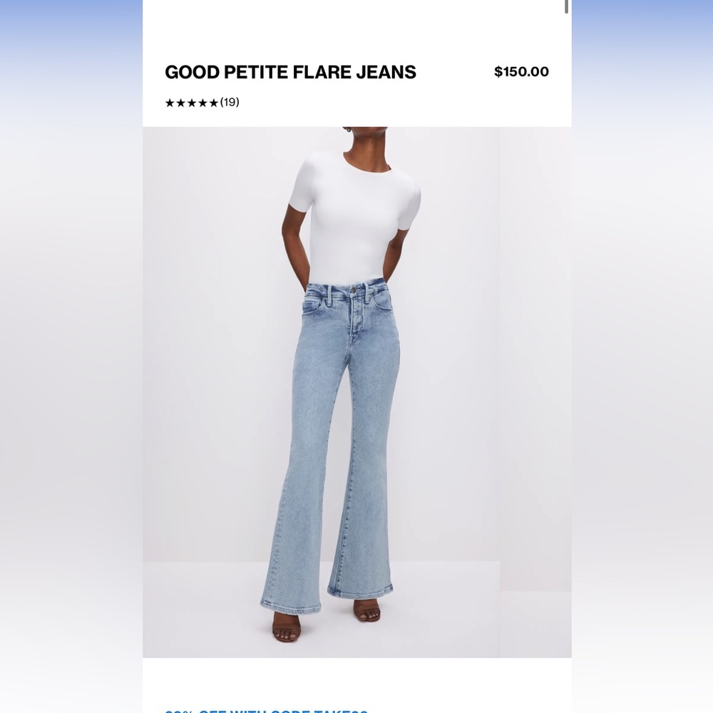 Good American GOOD PETITE FLARE JEANS size 6 color Indigo
